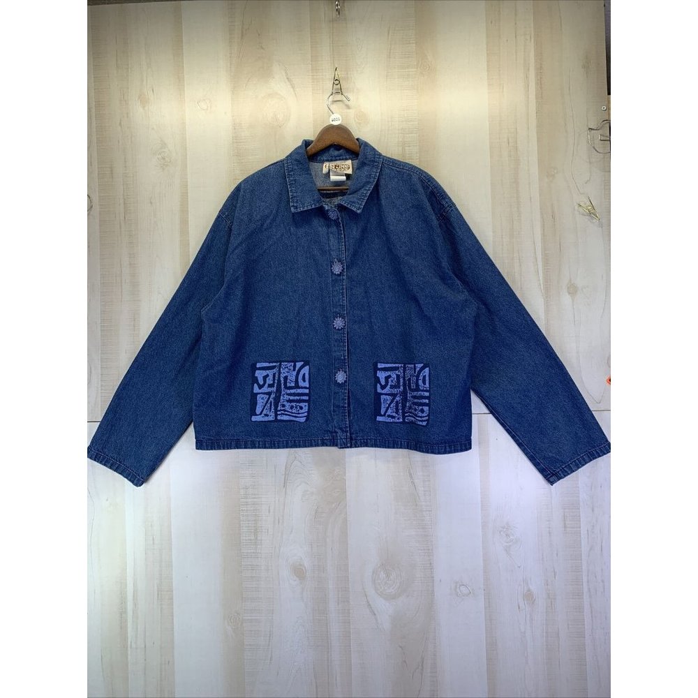 On the Rocks California Vintage Womens Denim Button Up Shirt XL USA Made-9009